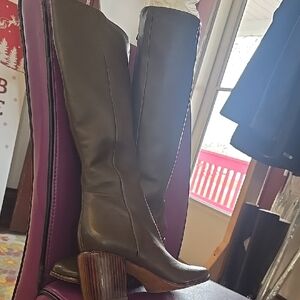 Vince Dark Brown Leather Heeled Boots